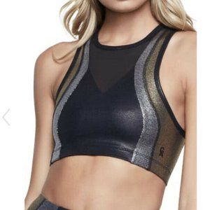 GOOD AMERICAN Sz 4 XL Upper Cut Black Metallic Bra